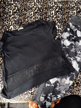 Black Mesh Accent Crop Tee